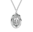 Large Double-Sided Oval Miraculous Medal Necklace, Sterling Silver