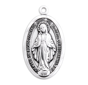 Spanish Oval Miraculous Medal Necklace, Sterling Silver