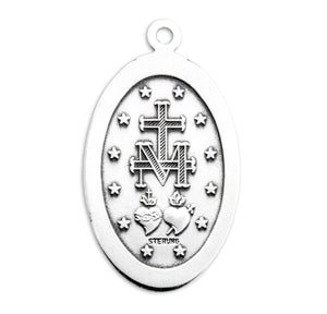 Spanish Oval Miraculous Medal Necklace, Sterling Silver