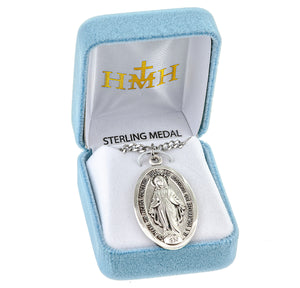Spanish Oval Miraculous Medal Necklace, Sterling Silver