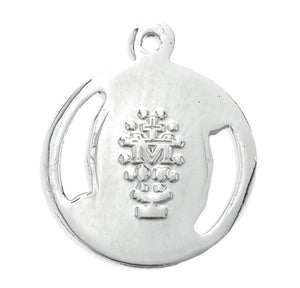 Fancy Blue Enameled Miraculous Medal Necklace, Sterling Silver