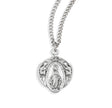 Miraculous Medal Necklace with Angel Border, Sterling Silver