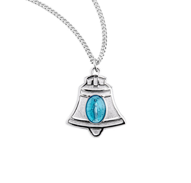 Bell Miraculous Medal Necklace, Sterling Silver