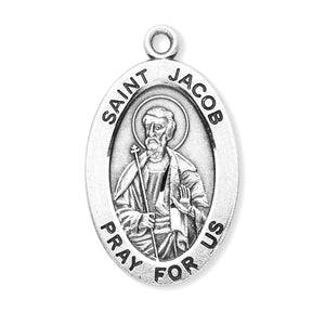 Large Saint Jacob Oval Medal Necklace, Sterling Silver
