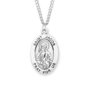 Large Saint Jacob Oval Medal Necklace, Sterling Silver