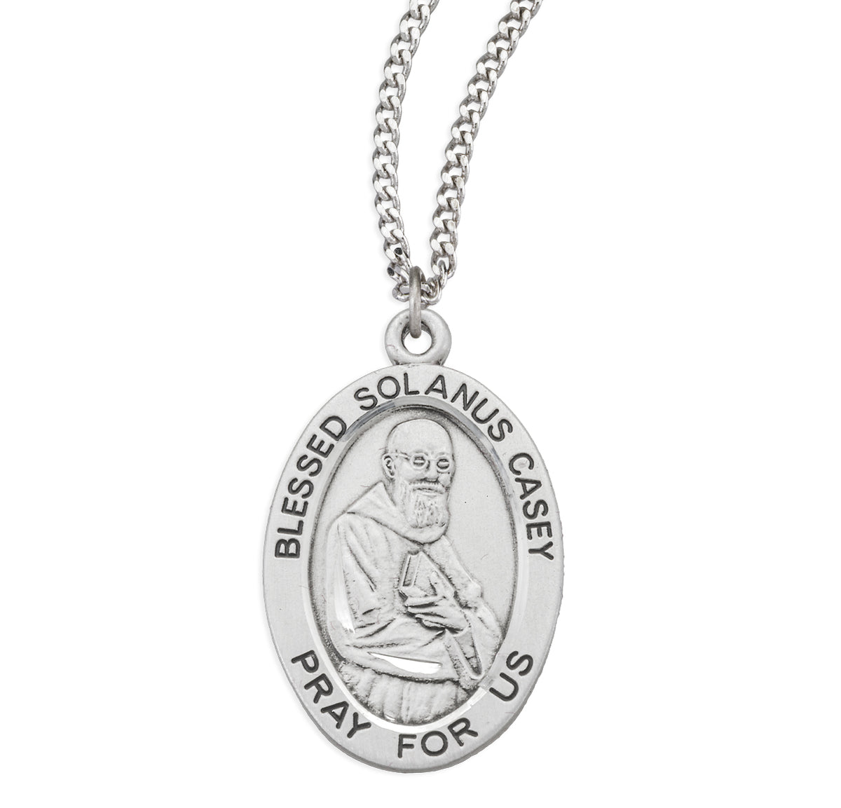 Blessed Solanus Casey Oval Medal Necklace, Sterling Silver