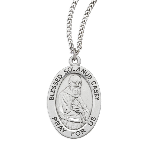 Blessed Solanus Casey Oval Medal Necklace, Sterling Silver