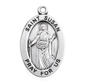 Large Saint Susan Oval Medal Necklace, Sterling Silver
