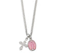 Pink Enamel Miraculous Medal and Small Cross Necklace, Sterling Silver