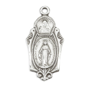 Miraculous Scapular Combination Medal Necklace, Sterling Silver
