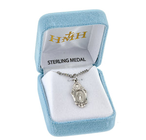 Miraculous Scapular Combination Medal Necklace, Sterling Silver