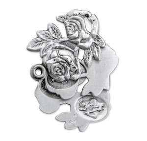 Double Rose Bud Triple Slide Medal Necklace, Sterling Silver