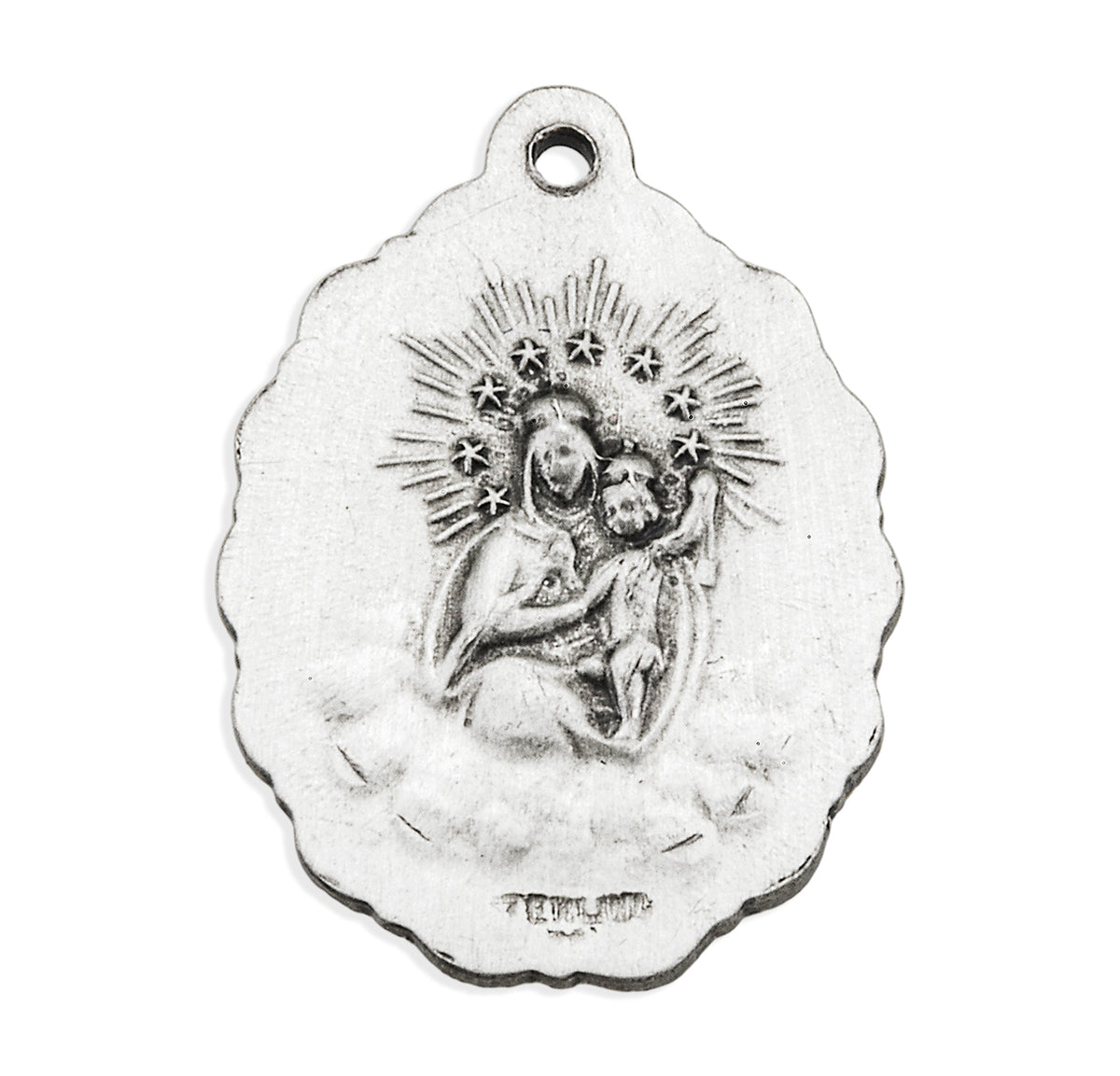 Scapular Medal Necklace with Clear Crystals, Sterling Silver