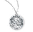 Saint Francis Round Contemporary Medal Necklace, Sterling Silver
