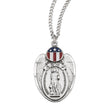Saint Sebastian Army Shield Medal Necklace, Sterling Silver