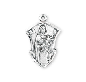 Saint Therese of Lisieux Medal Necklace, Sterling Silver