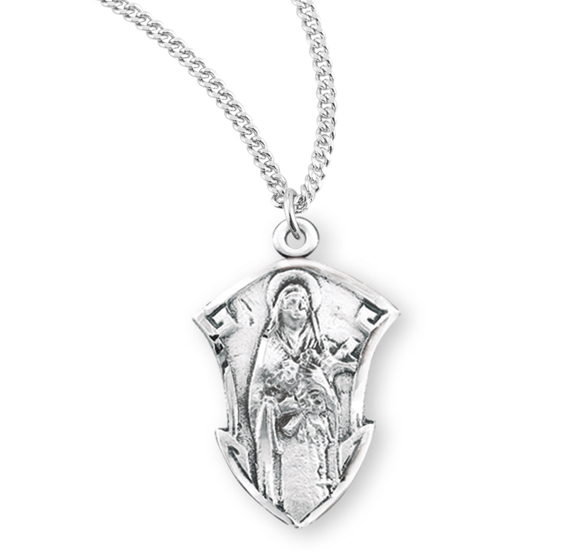 Saint Therese of Lisieux Medal Necklace, Sterling Silver