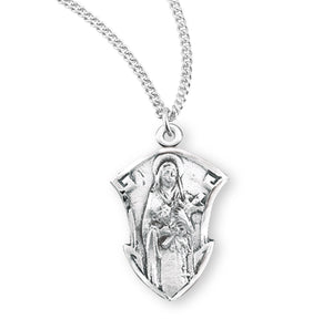 Saint Therese of Lisieux Medal Necklace, Sterling Silver