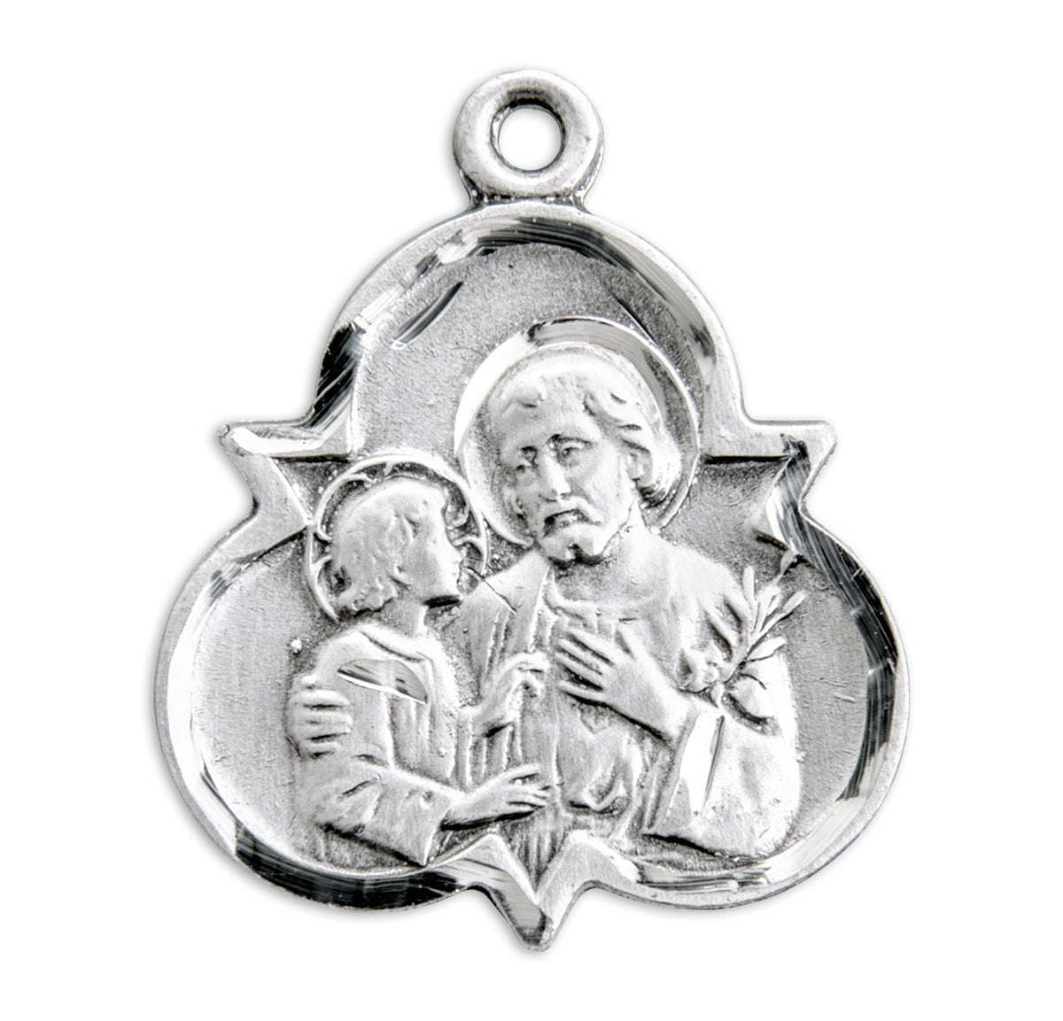 Saint Joseph Trinity Symbol Medal Necklace, Sterling Silver