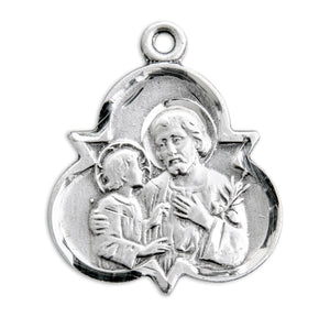 Saint Joseph Trinity Symbol Medal Necklace, Sterling Silver