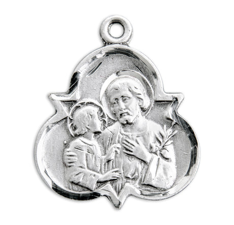Saint Joseph Trinity Symbol Medal Necklace, Sterling Silver
