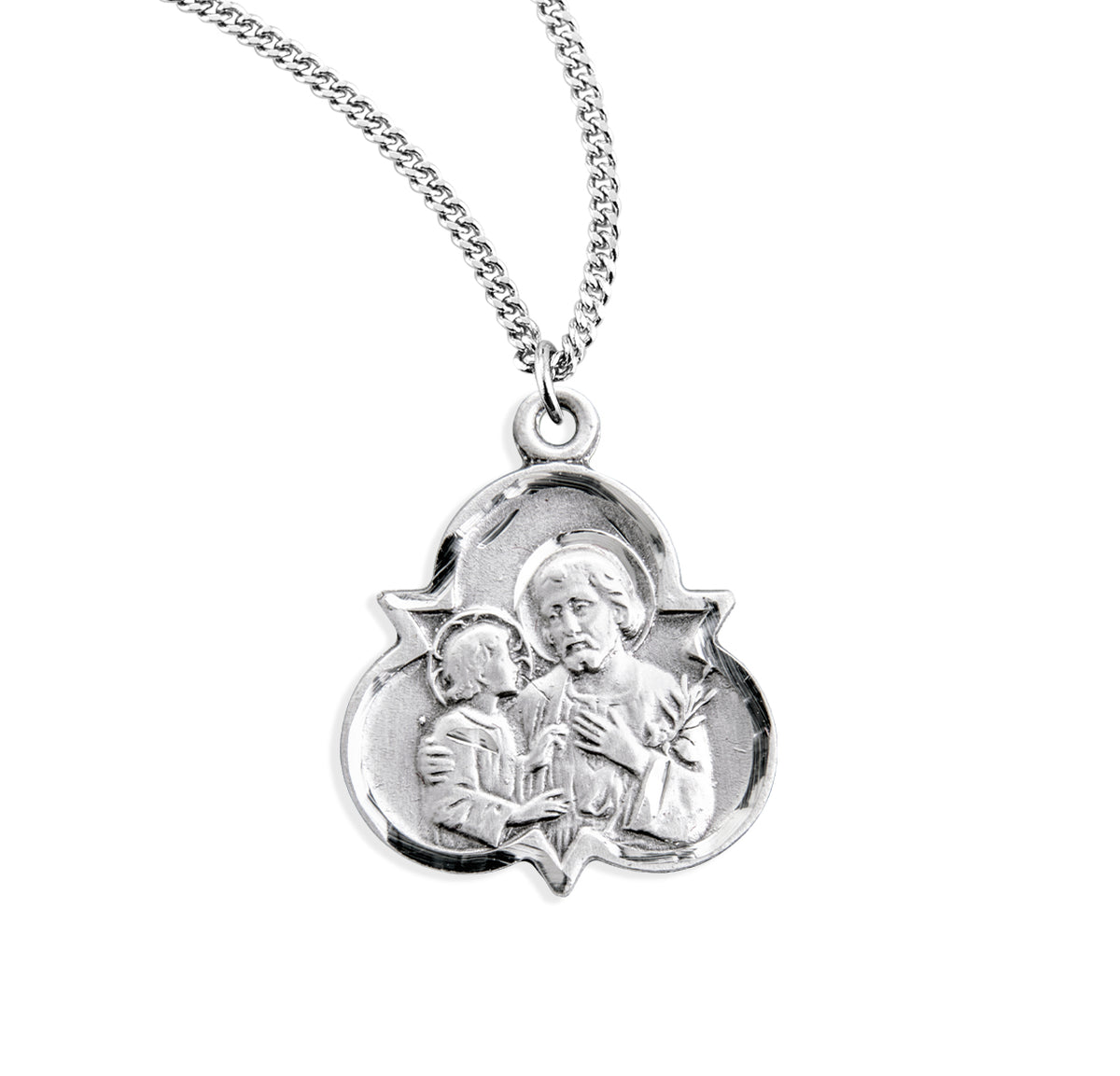 Saint Joseph Trinity Symbol Medal Necklace, Sterling Silver