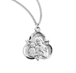 Saint Joseph Trinity Symbol Medal Necklace, Sterling Silver