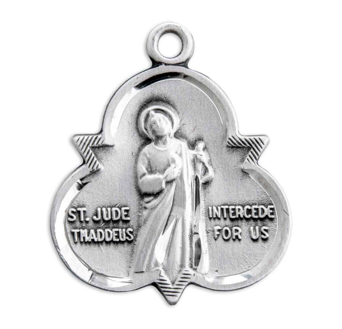 Saint Jude Thaddeus Trinity Symbol Medal Necklace, Sterling Silver