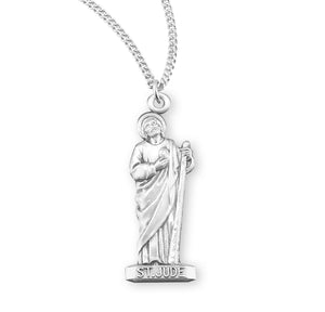 Lightweight Large Oval Saint Jude Medal Necklace, Sterling Silver