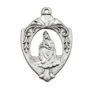 Our Lady of La Leche Medal Necklace, English, Sterling Silver