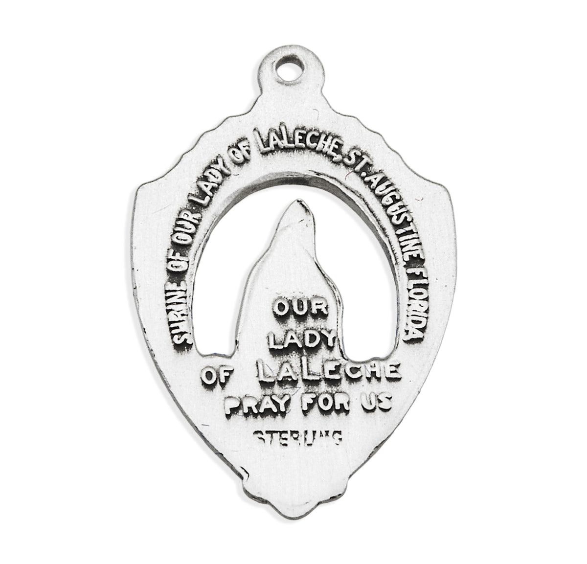 Our Lady of La Leche Medal Necklace, English, Sterling Silver