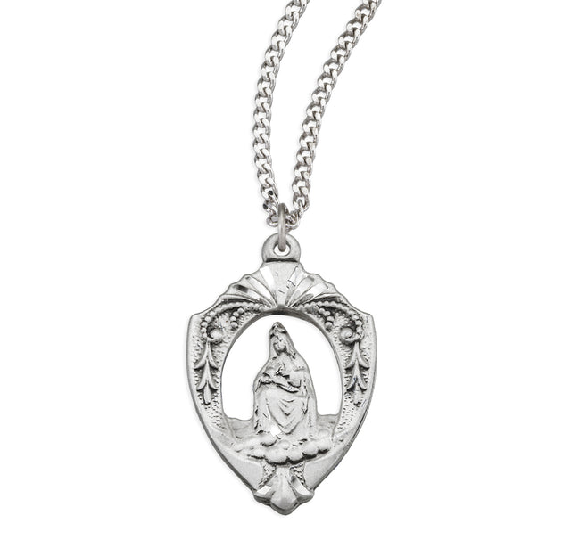 Our Lady of La Leche Medal Necklace, English, Sterling Silver