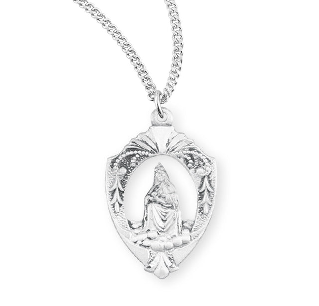 Our Lady of La Leche Medal Necklace, Spanish, Sterling Silver