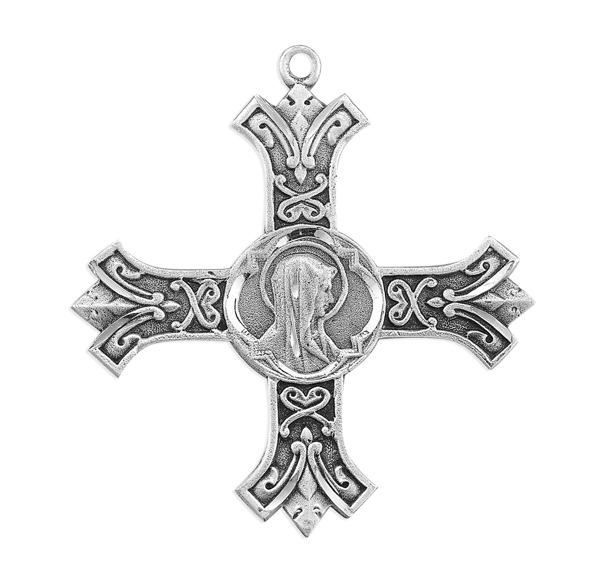 Madonna Cross Necklace, Sterling Silver