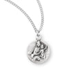 Round Scapular Sacred Heart of Jesus Medal Necklace, Sterling Silver