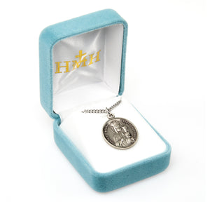 Double-Sided Our Lady of Czestochowa Round Medal Necklace, Sterling Silver