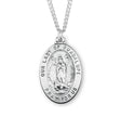 Large Our Lady of Guadalupe Oval Medal Necklace, Sterling Silver