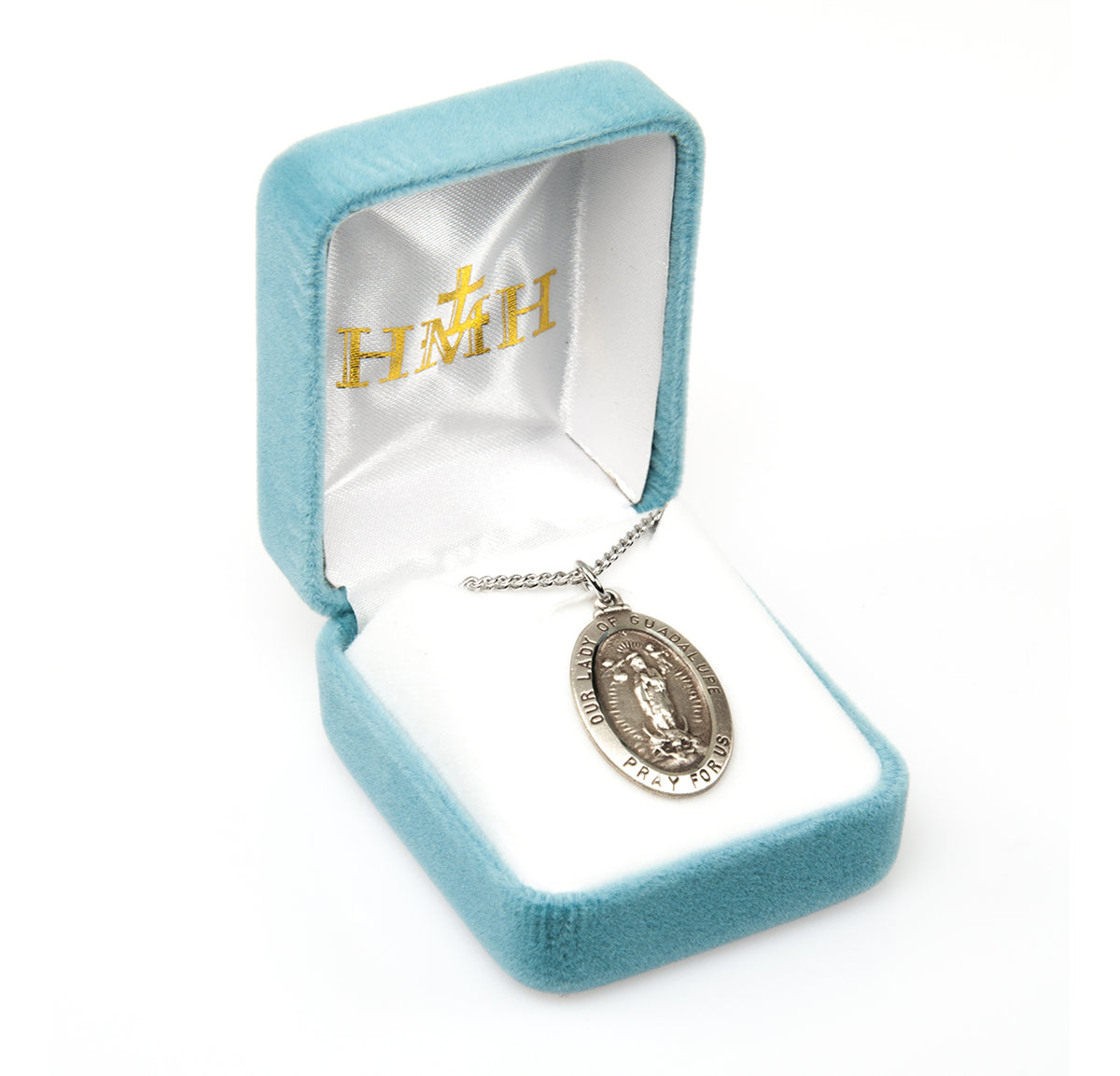 Large Our Lady of Guadalupe Oval Medal Necklace, Sterling Silver