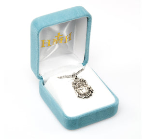 Saint Christopher Floral Bordered Medal Necklace, Sterling Silver
