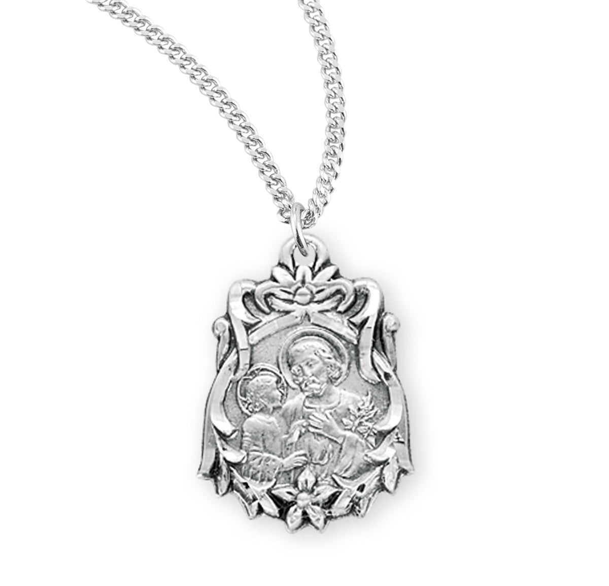 Saint Joseph Medal Necklace, Sterling Silver