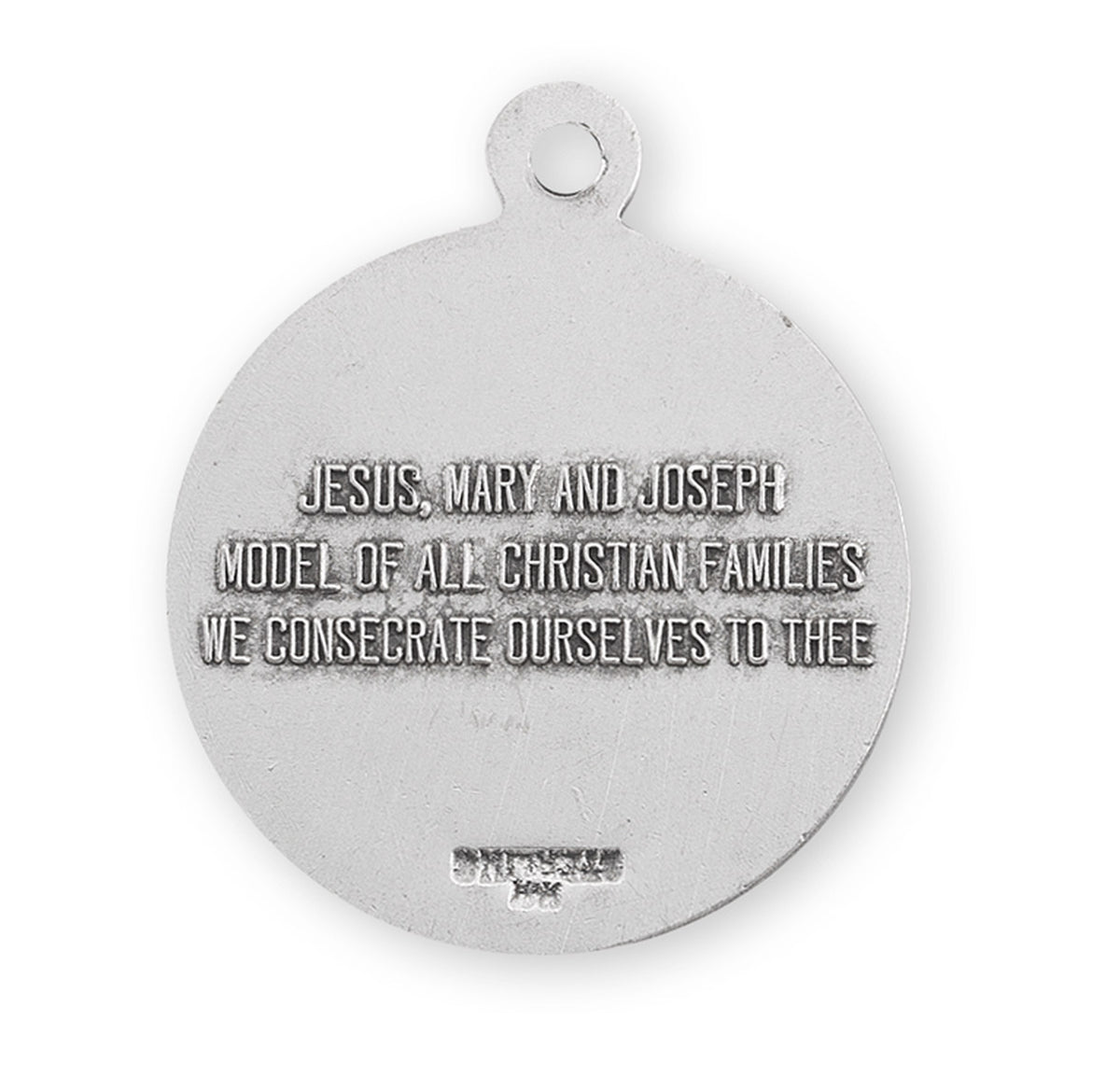 Holy Family Round Medal Necklace, Sterling Silver
