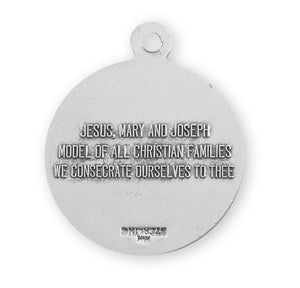 Holy Family Round Medal Necklace, Sterling Silver