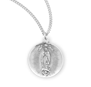 Medium Our Lady of Guadalupe Round Medal Necklace, Sterling Silver