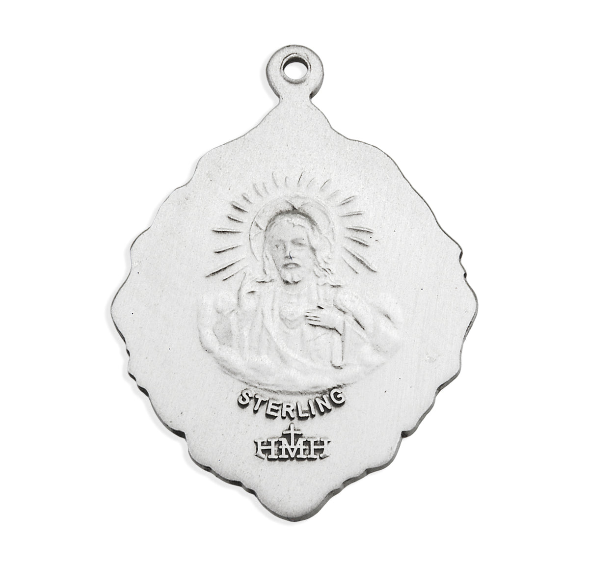 Lightweight Large Our Lady of Guadalupe Medal Necklace, Sterling Silver