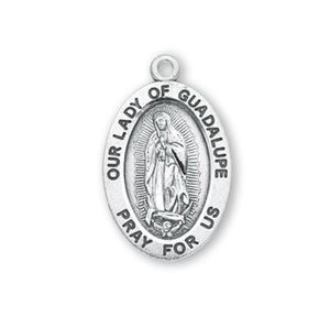 Medium Our Lady of Guadalupe Oval Medal Necklace, Sterling Silver