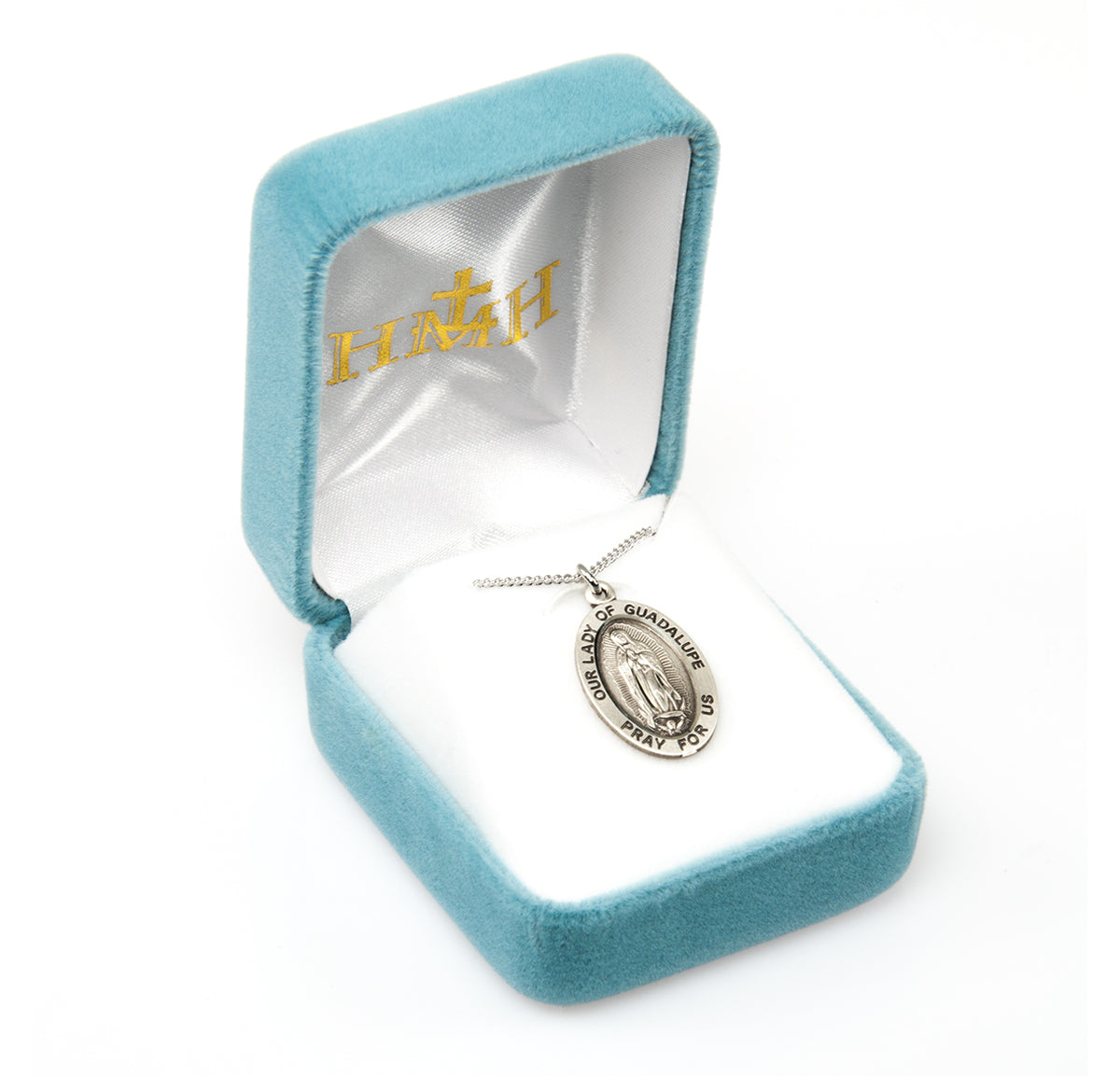 Medium Our Lady of Guadalupe Oval Medal Necklace, Sterling Silver