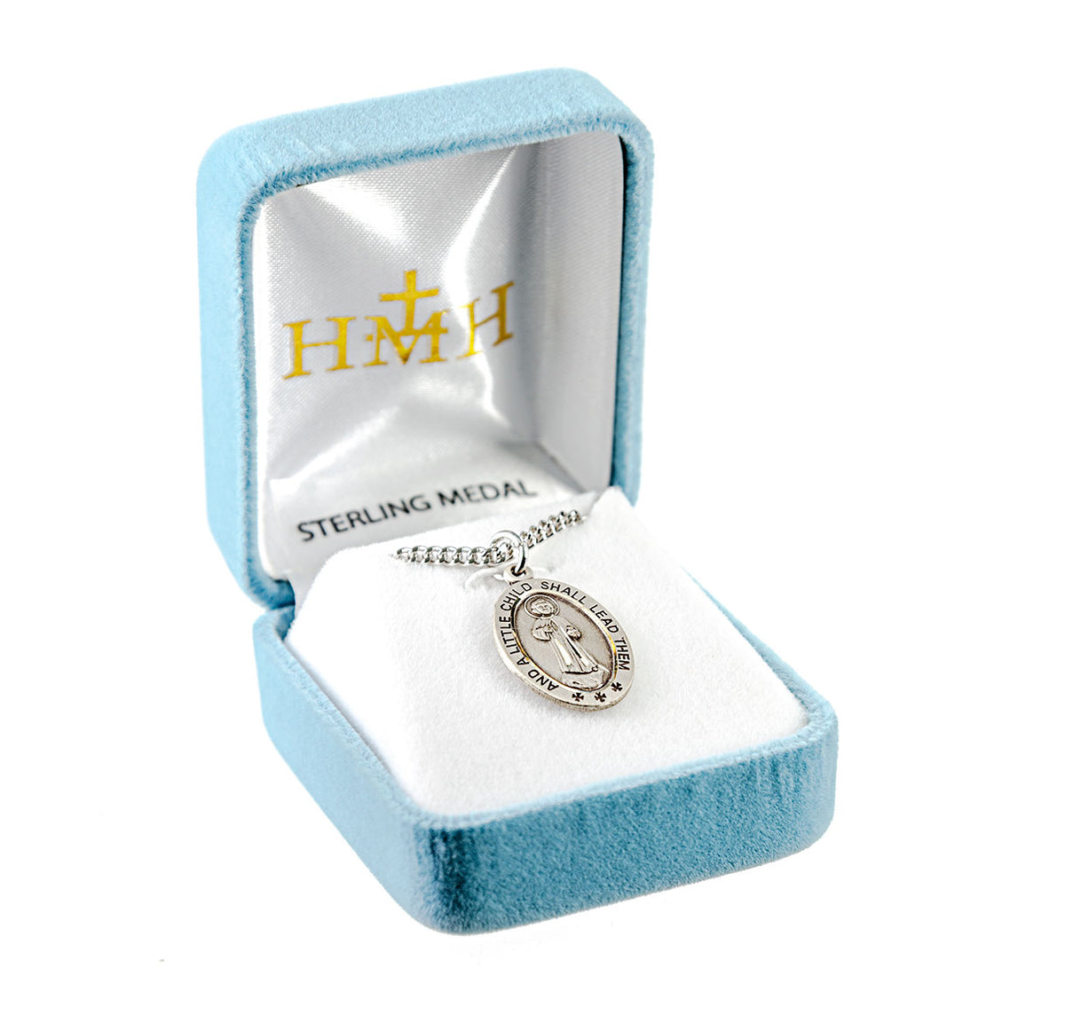 Christ a Little Child Oval Medal Necklace, Sterling Silver