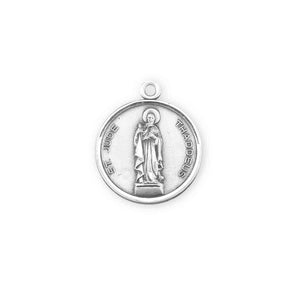 Oval Saint Jude Thaddeus Round Medal Necklace, Sterling Silver
