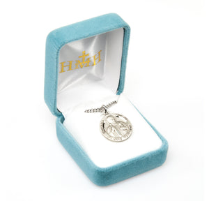 Saint Jude Thaddeus Round Medal Necklace, Sterling Silver