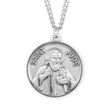 Lightweight Large Saint Jude Round Medal Necklace, Sterling Silver
